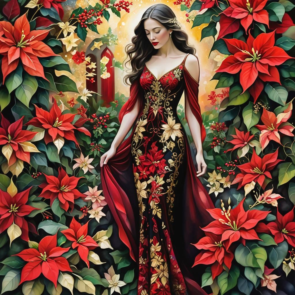 Christmas Magic in Vibrant Floral Fantasy