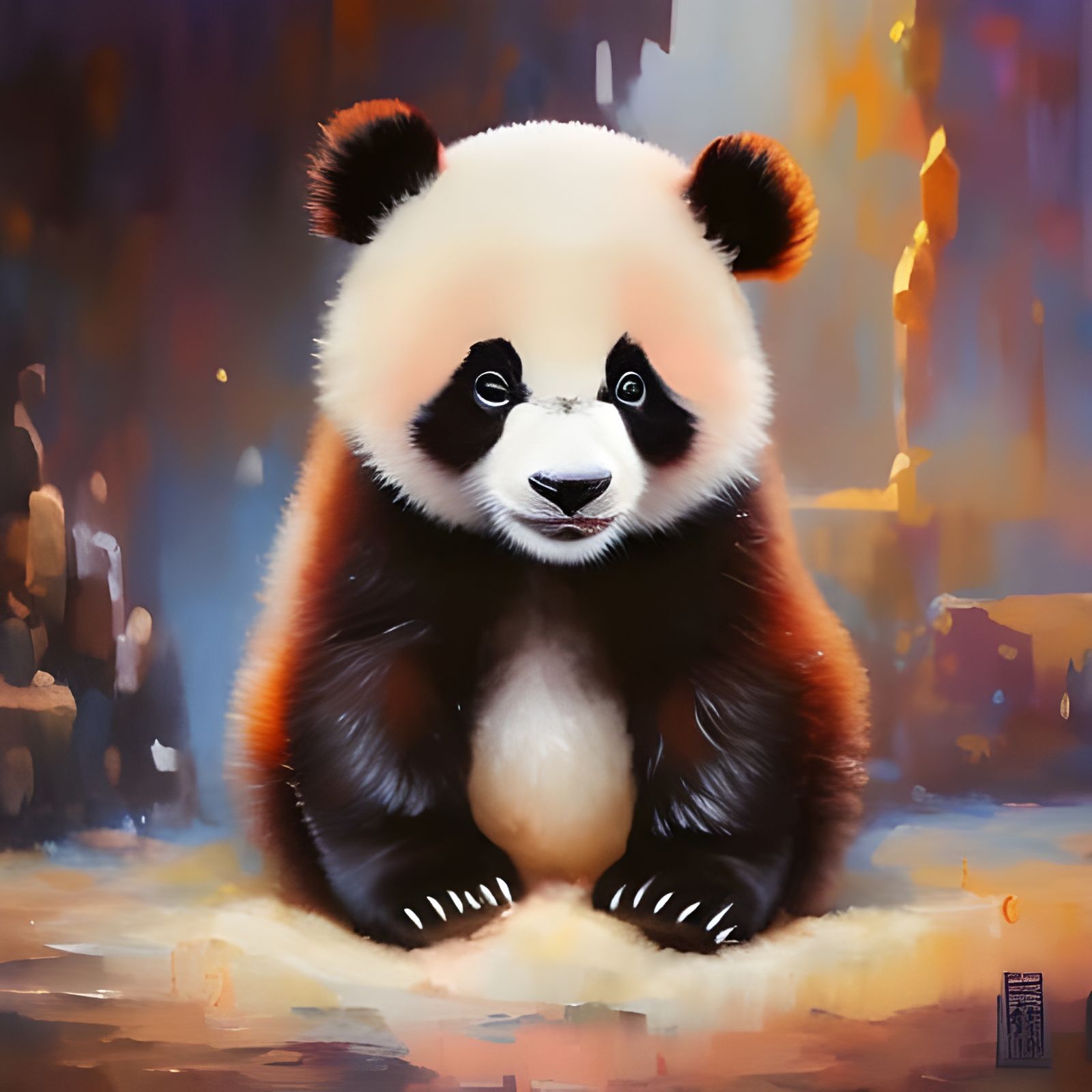Colorful Graffiti-Style Baby Panda with Perfect Paws