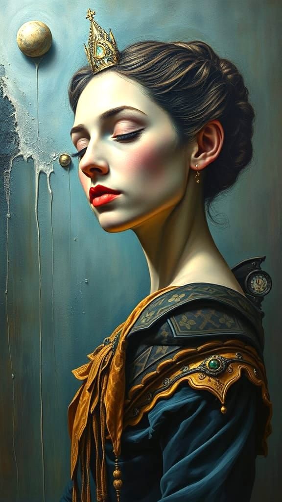 Surreal Woman Melting in Oil on Canvas Style