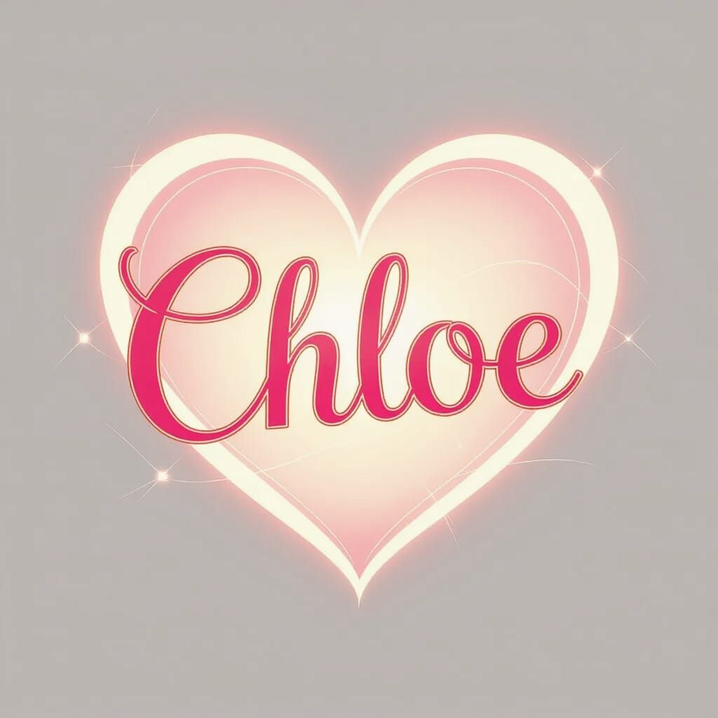 Anime Style "Chloe" Name Art with Glowing Heart