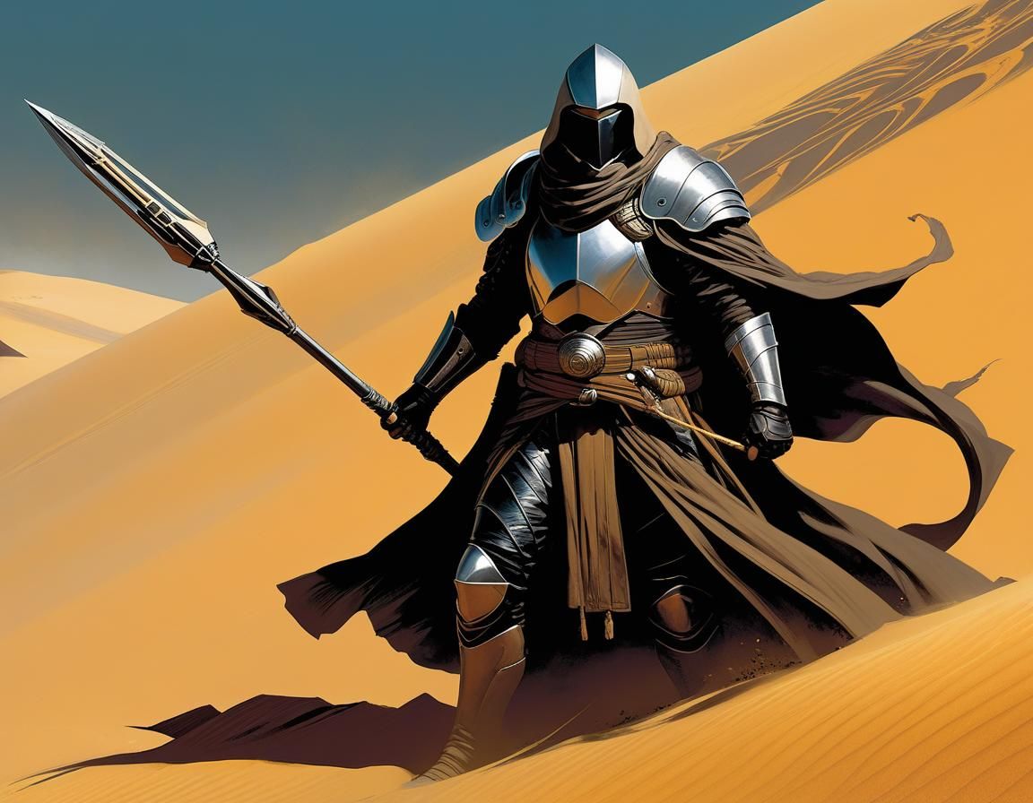 Armored Fremen Fedaykin Fighter in Dynamic Comic Art