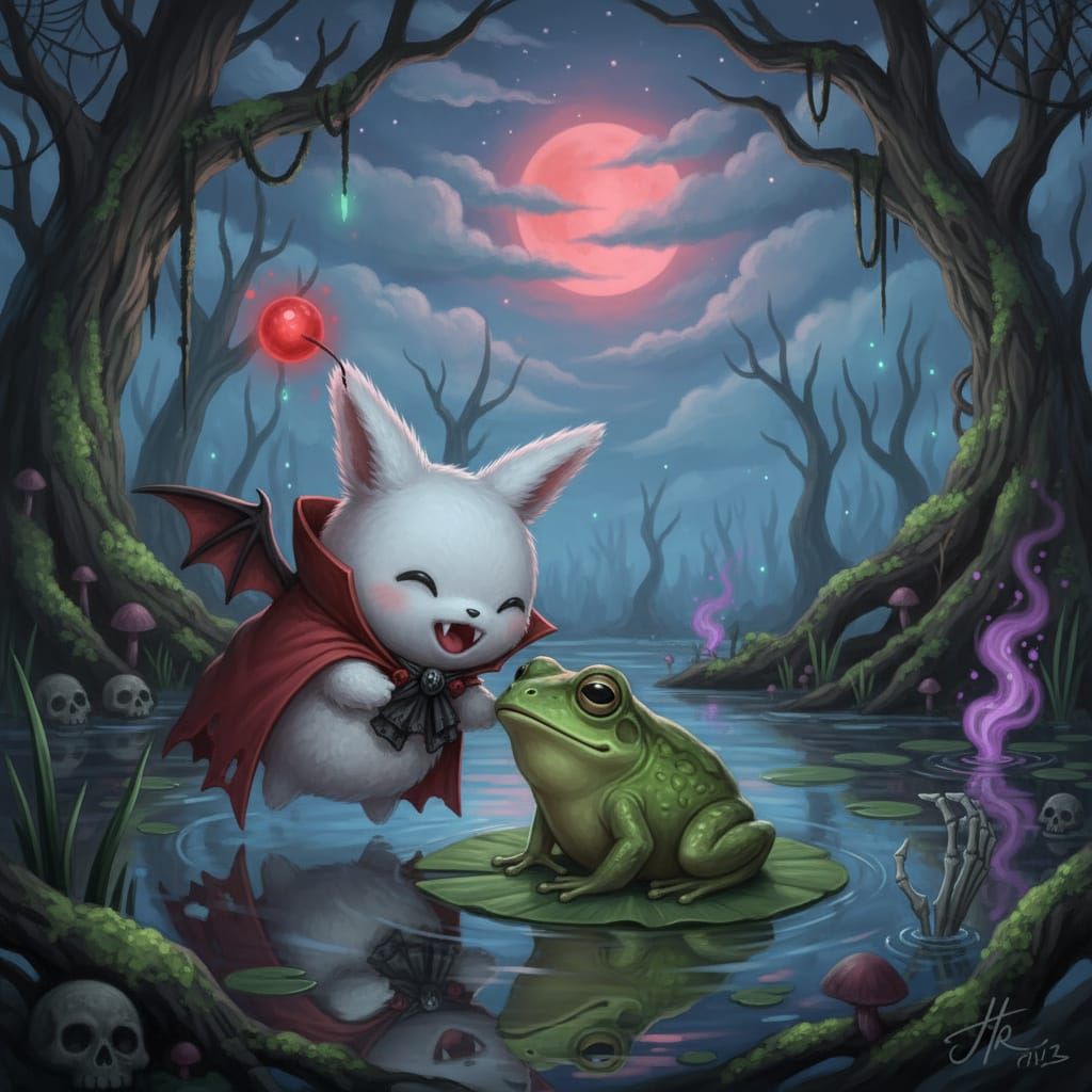 A supercute but creepy MOOGLE-vampire (vampire-moogle hybrid...
