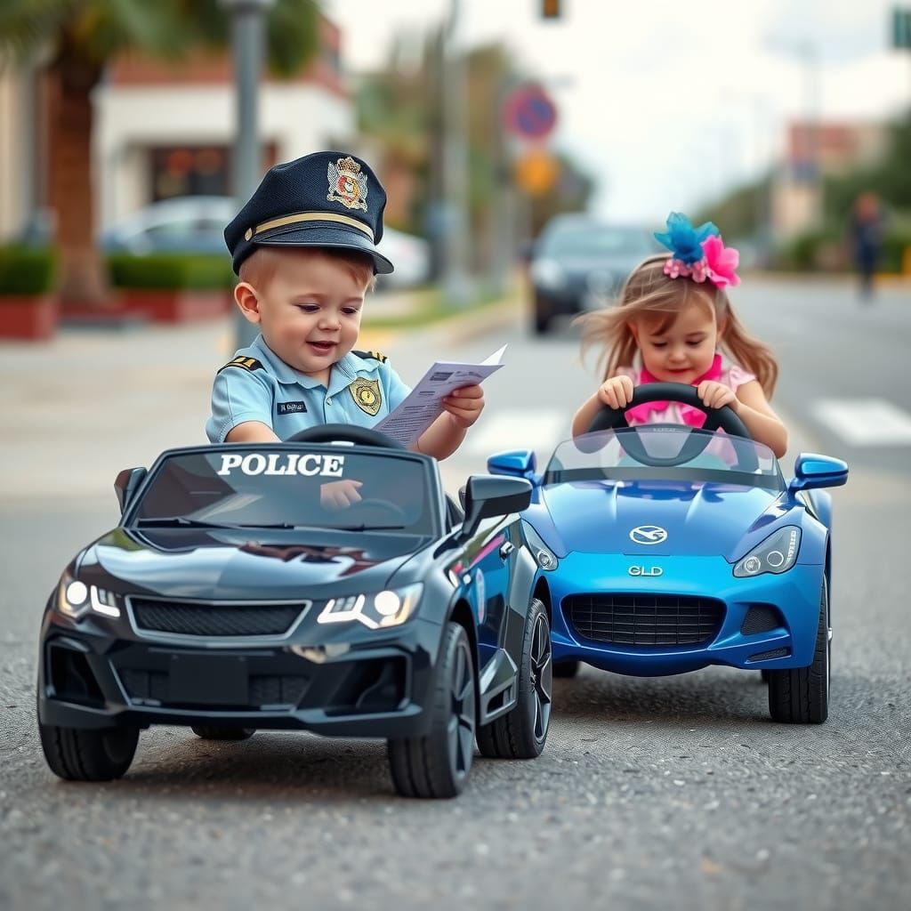 Toddler Traffic Stop: Boy Pulls Over Girl