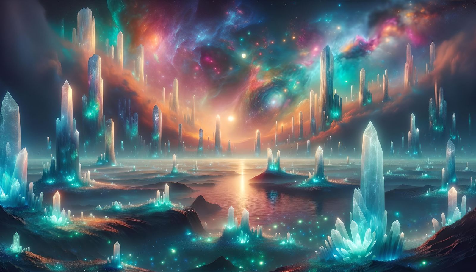 Ethereal Alien Crystal Landscape with Floating Islands