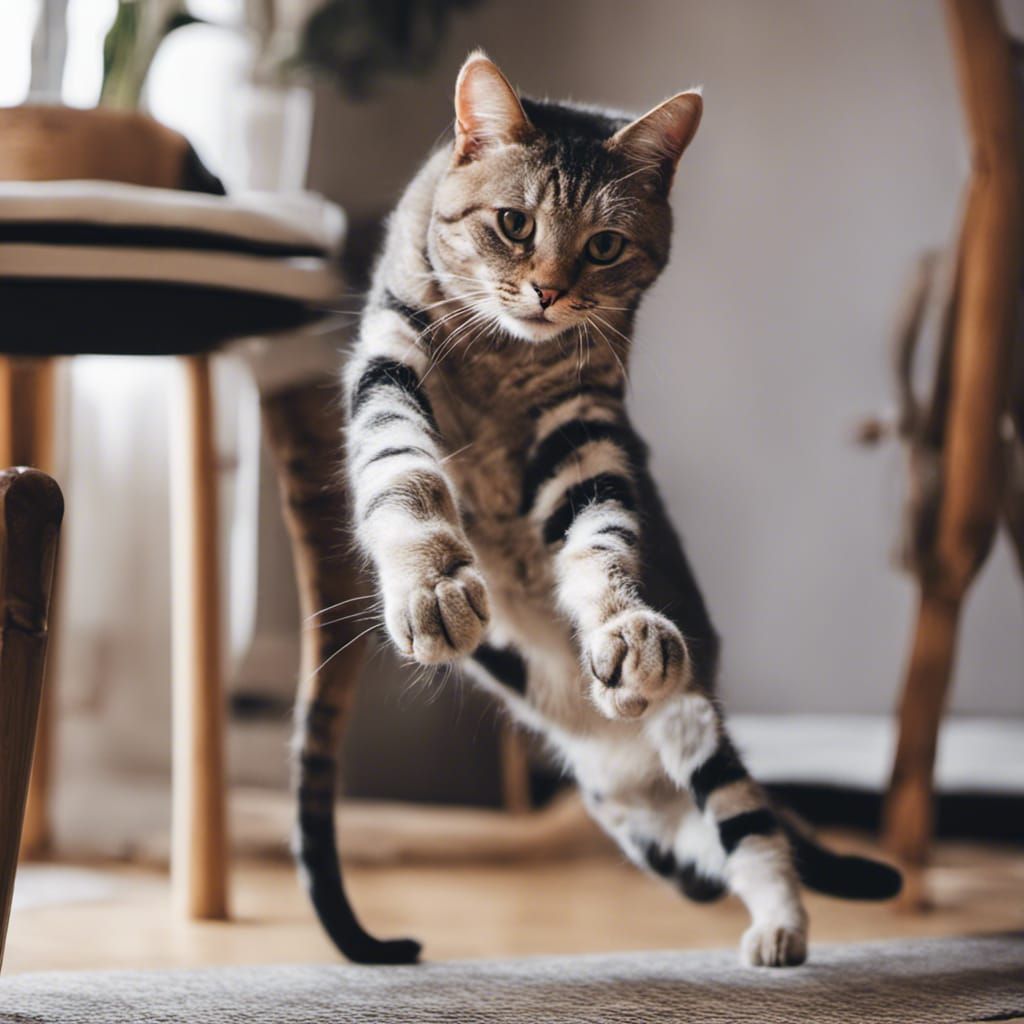 Playful Cat Climbing Legs