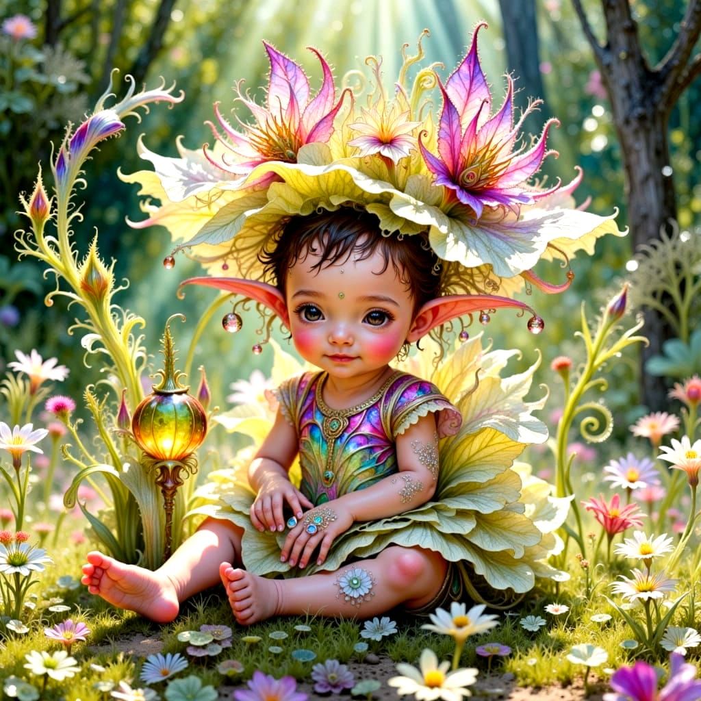 Adorable Elven Baby in Flower Costume