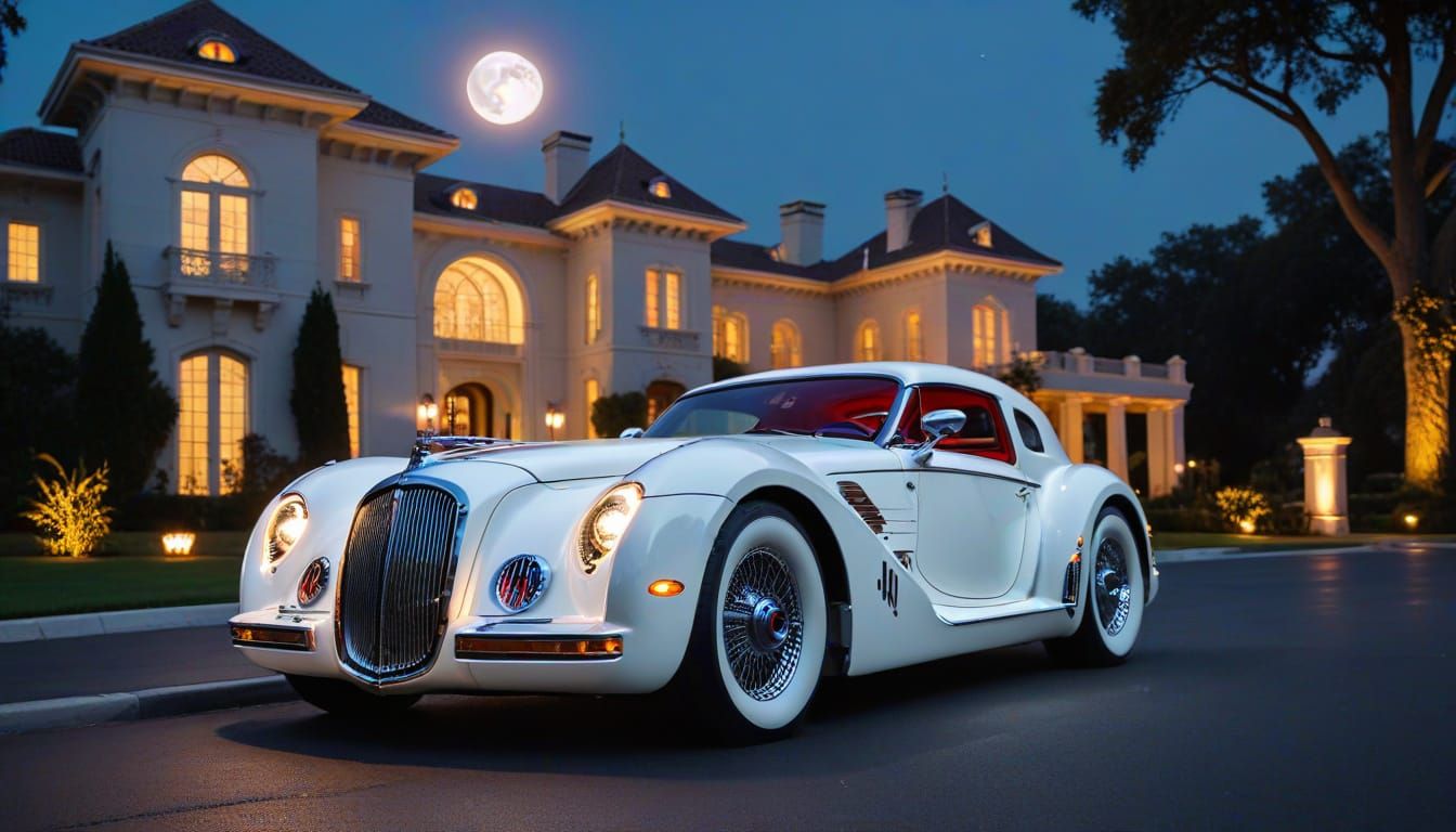 Duesenberg Under Moonlight with Rock Star