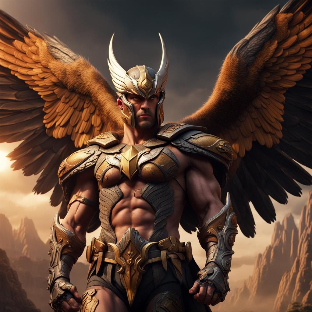 Hawkman Fantasy Concept Art in Detailed Matte Painting