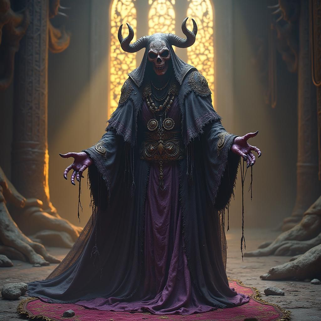 Lich Challenges Master: Dark Fantasy Art Nouveau