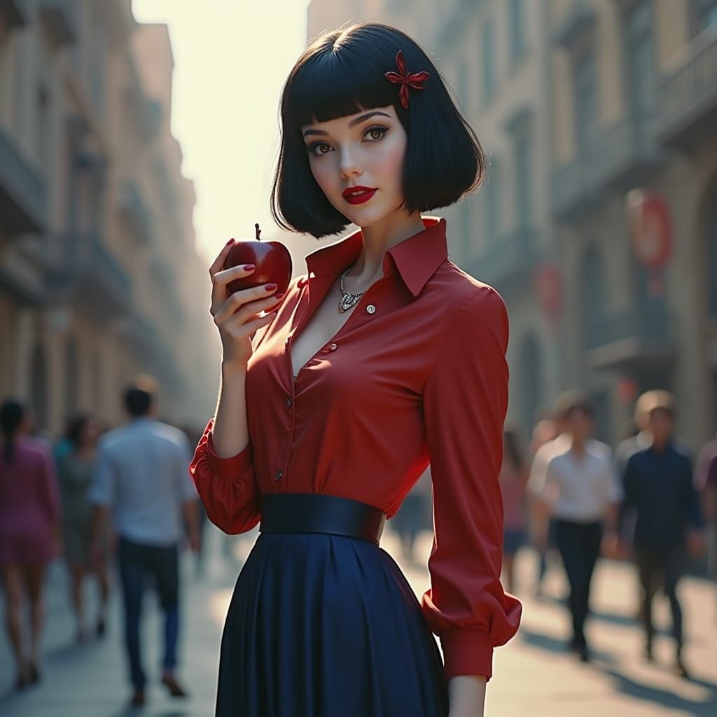 Elegant Snow White in Luxury Blue Gown