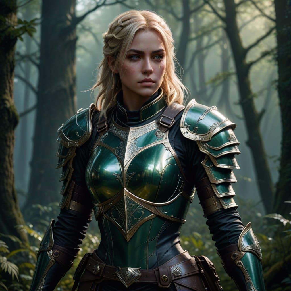 Ethereal Fantasy Warrior in Emerald Armor