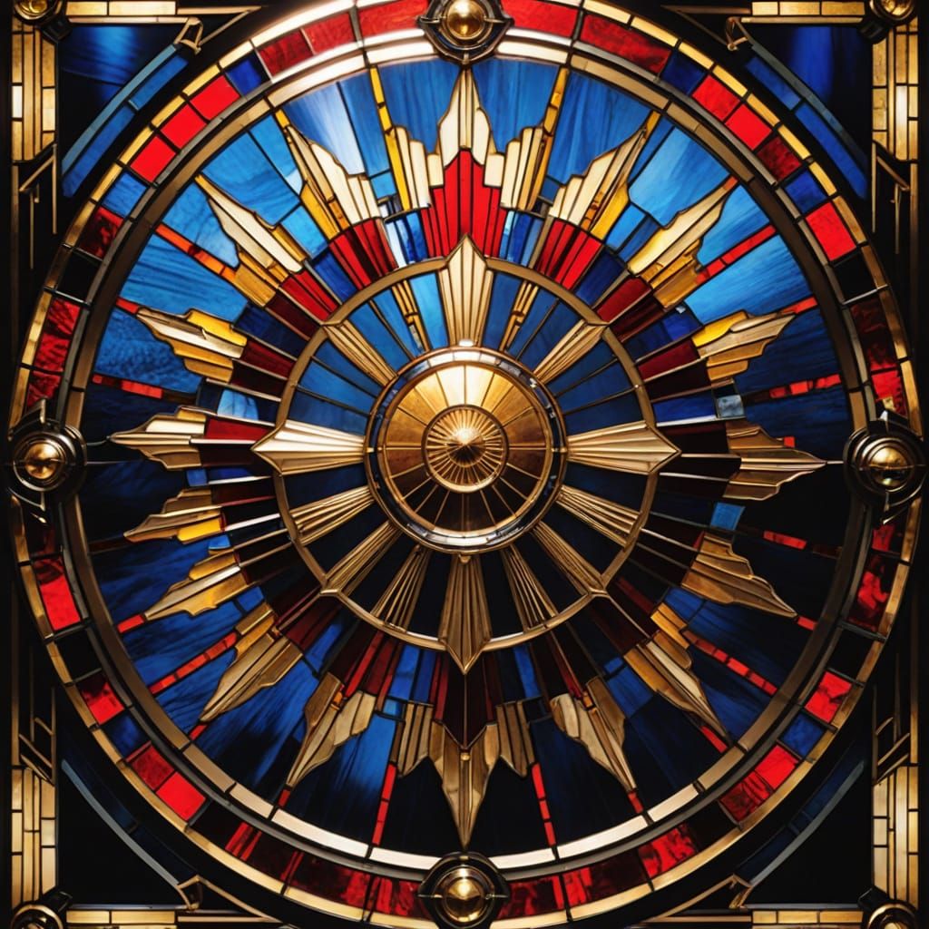 Luxurious Art Deco Masterpiece with Golden Sunburst