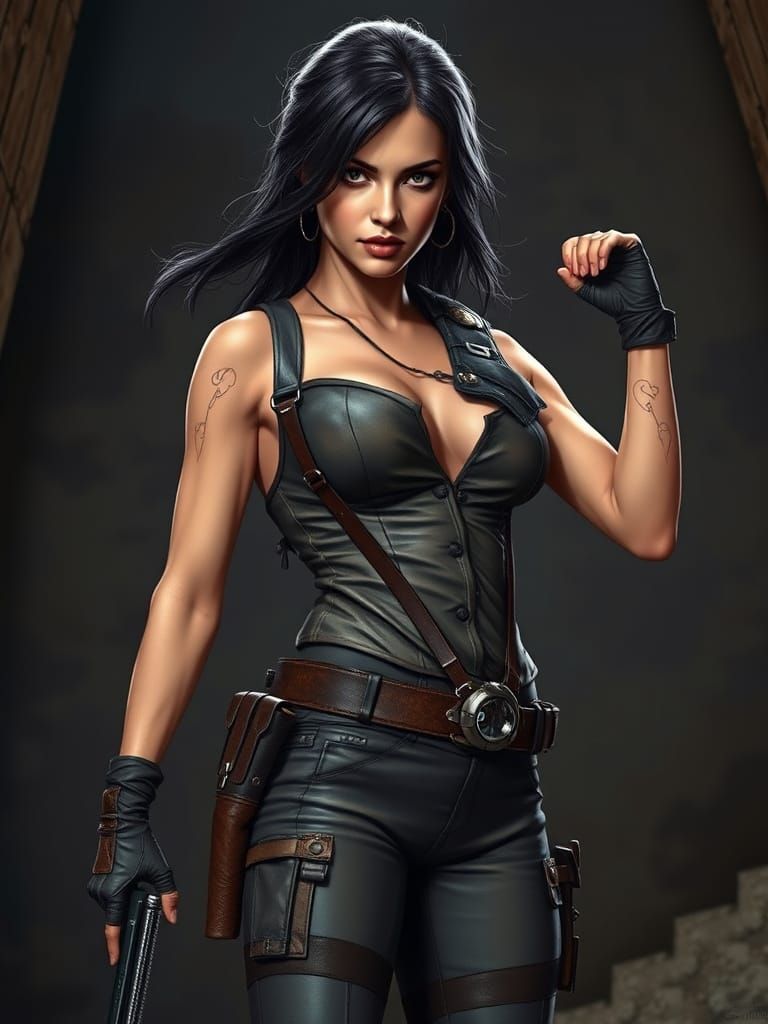 Liv Tyler as Lara Croft in Detailed Comic Book Style