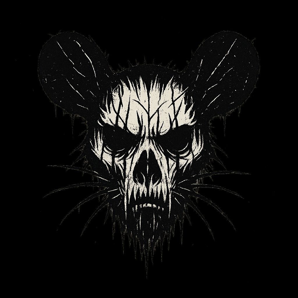 Black Metal Mouse Logo in Minimal Ink Style