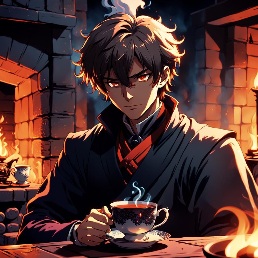 Alastor by Fireplace: Dark Fantasy Anime in Studio Trigger S...