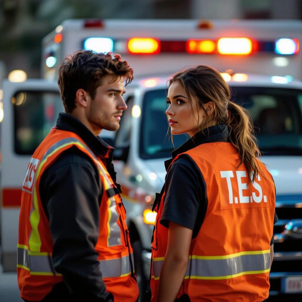 Paramedics Ready for Emergency in Realistic Digital Matte Pa...