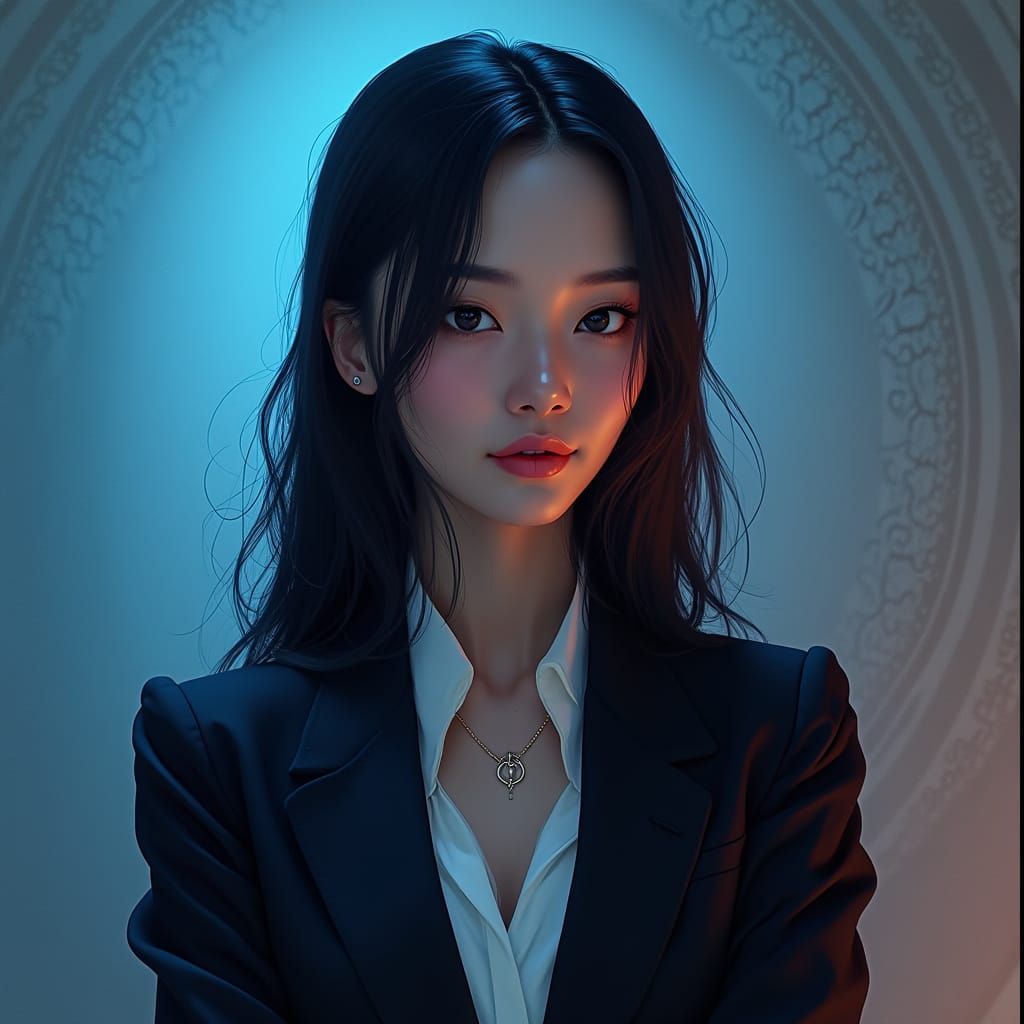 Confident Businesswoman in Art Nouveau Style