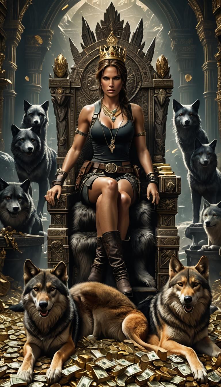 Lara Croft as a Queen in Opulent Digital Art