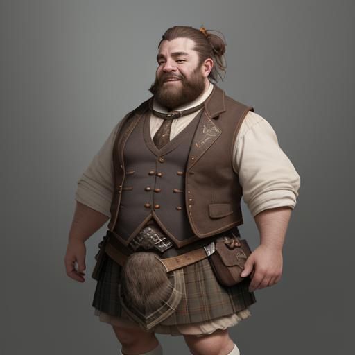 Happy Dwarf in Kilt: Detailed Fantasy Art
