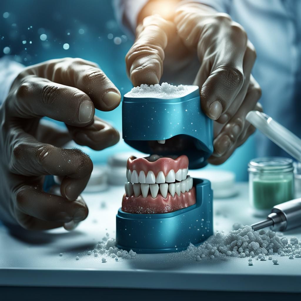 Dental Technician Grinding Denture: Detailed Matte Painting