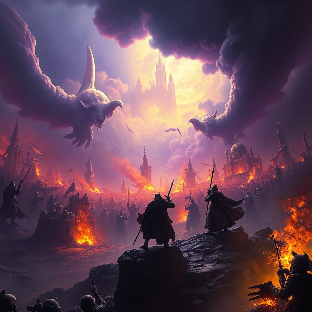 Epic Dark Fantasy Battle in Digital Art Style