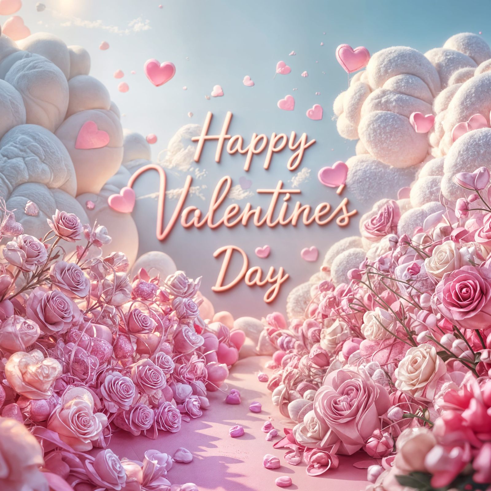 Surreal Valentine's Day Scene in 3D Game Cinematic Style