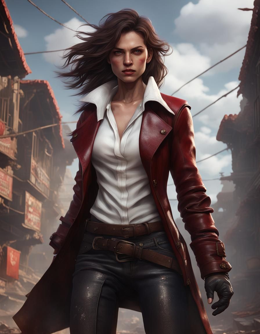 Scruffy Female Brawler in Detailed Matte Painting
