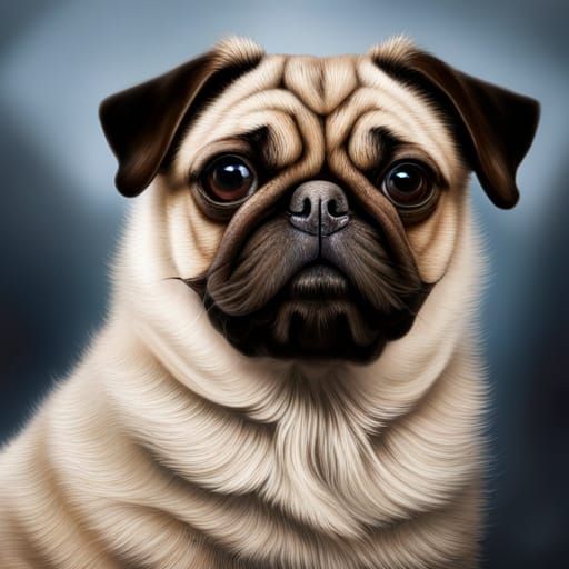 Hyperrealistic Pug Portrait in High Definition