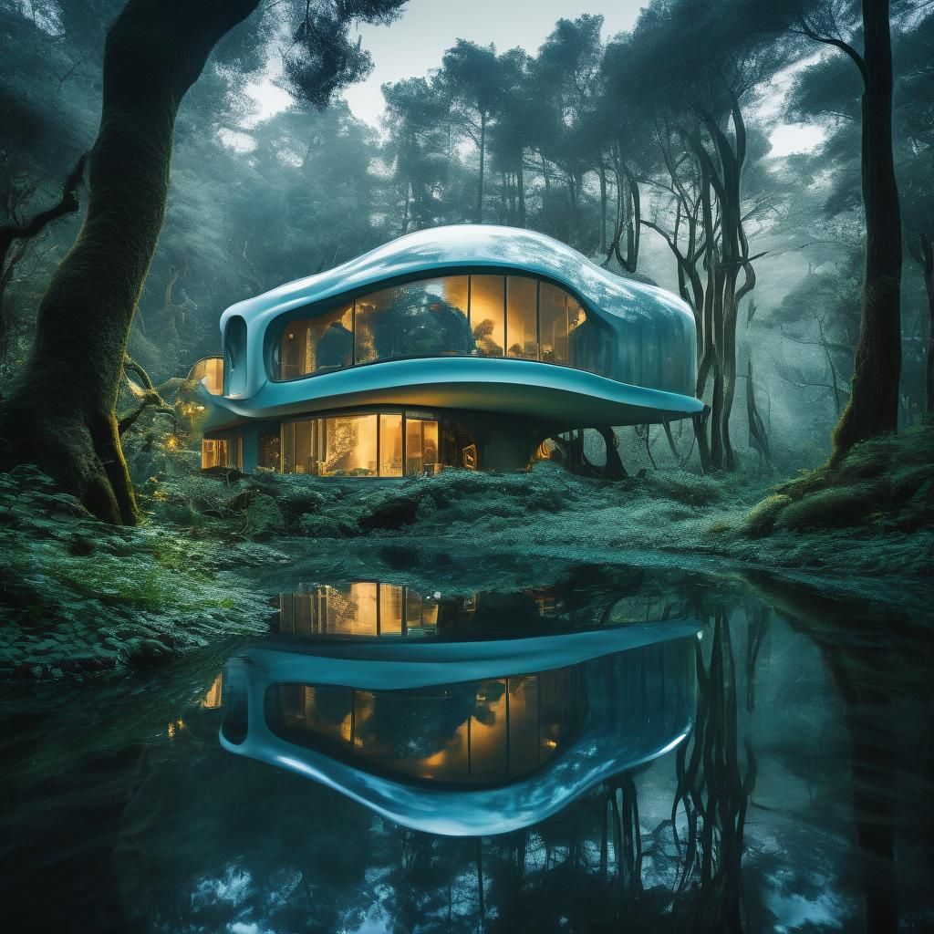 Surreal Wave House in Forest, Dreamlike Architecture