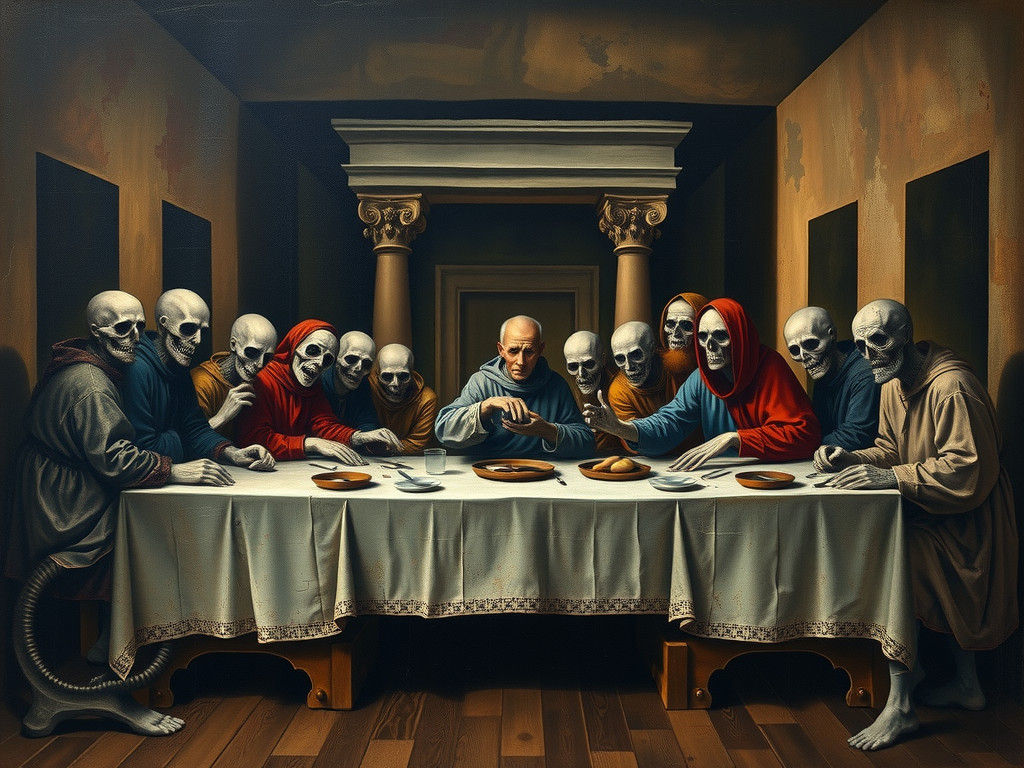 Macabre Last Supper in Dark Renaissance Style