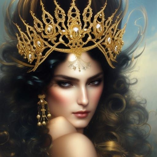 Extravagant Jeweled Crown in Hyperdetailed Digital Painting