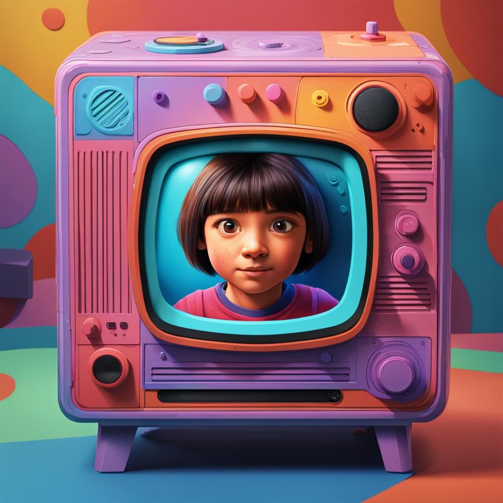 Hyperrealistic Dora the Explorer Box TV