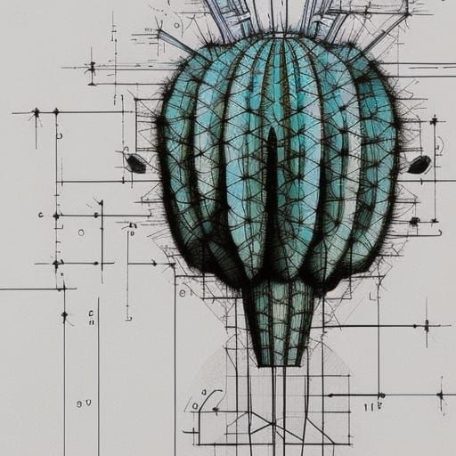 Blooming Cactus Schematic: Detailed Scientific Illustration
