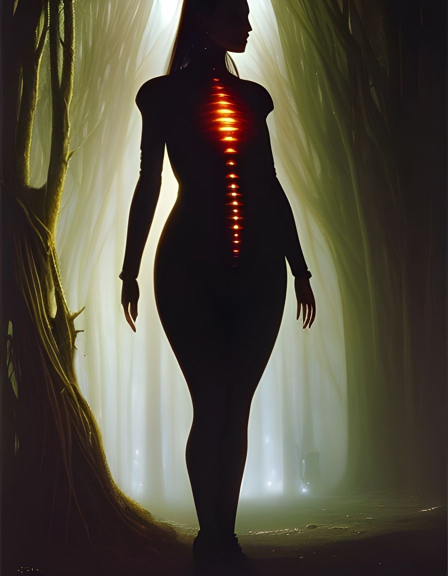 Pregnant Firefly Girl Portrait in Gothic Horror Sci-Fi