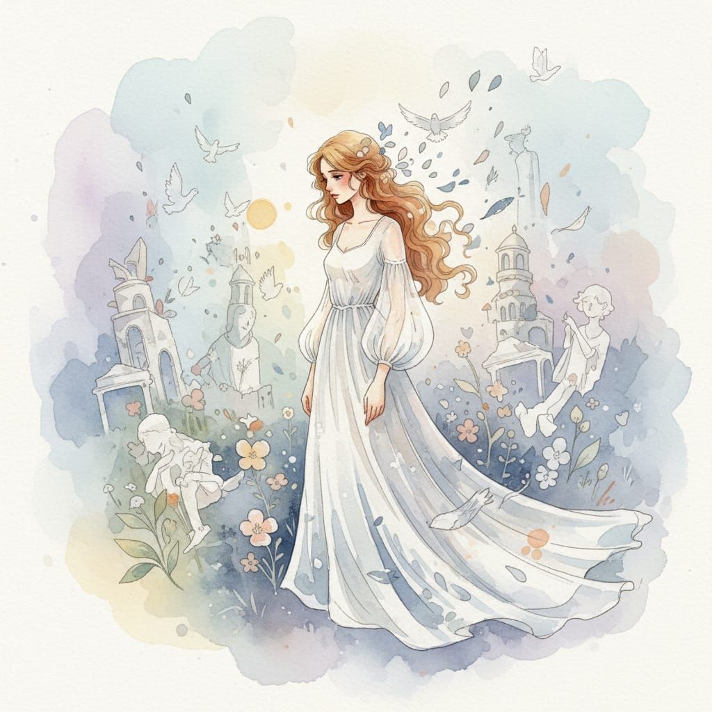 Melancholic Woman Lost in Fading Memories