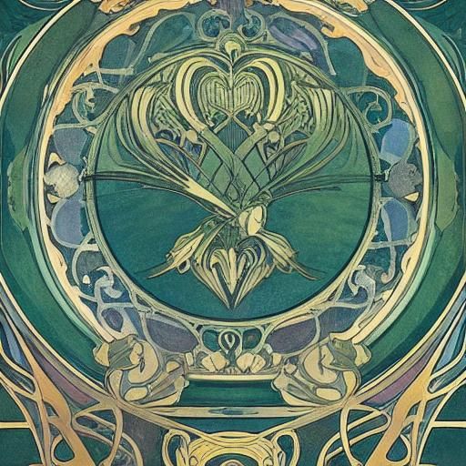 Art Nouveau Vampire Leaping with Ethereal Moonlight