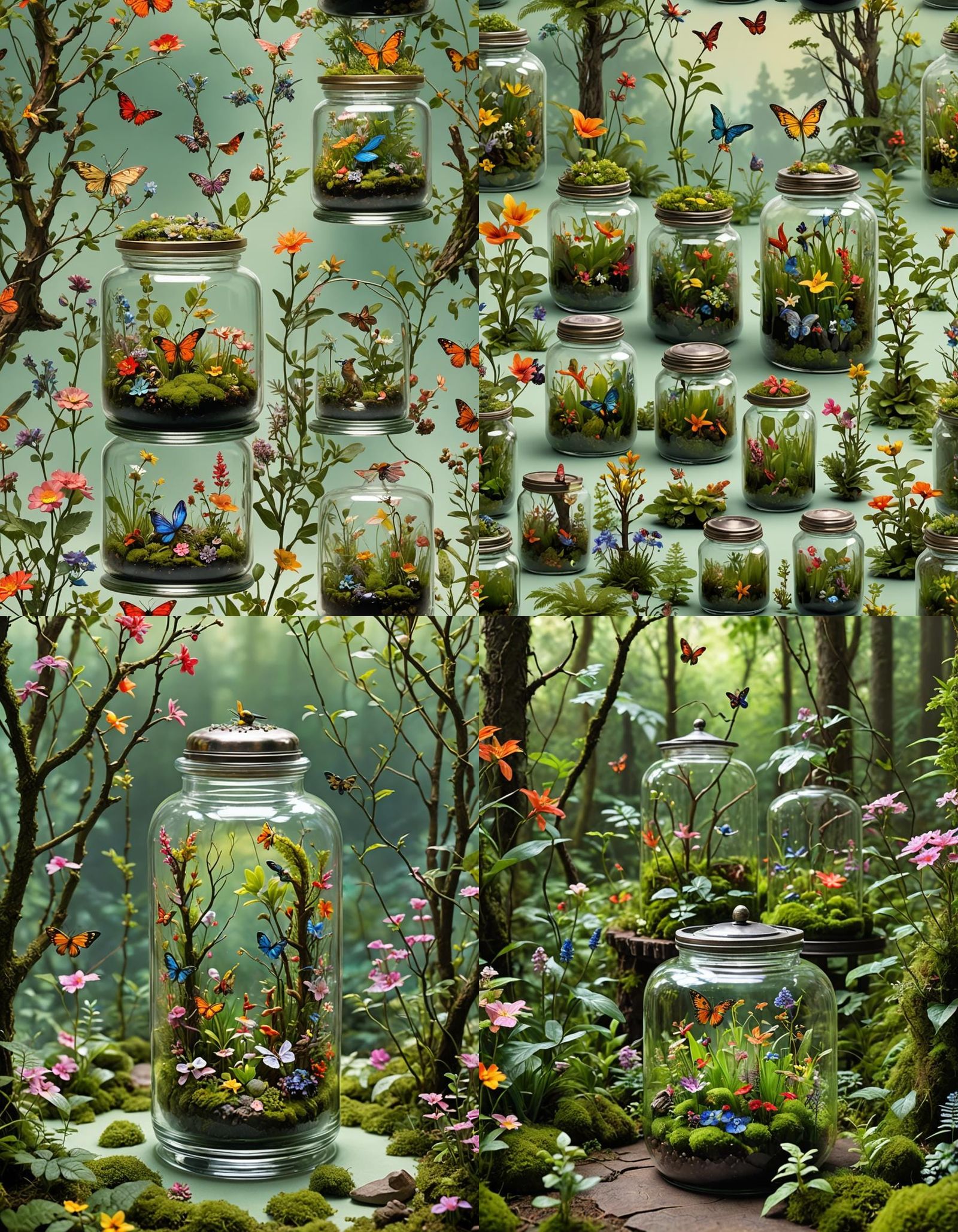 Miniature Forest Ecosystem Inside Glass Jar