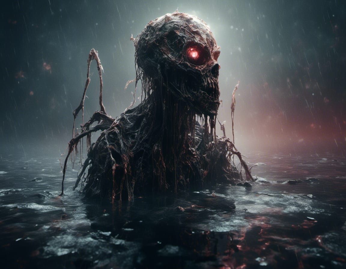 Ethereal Zombie Emerges from Contaminated Lake in Dark Fanta...