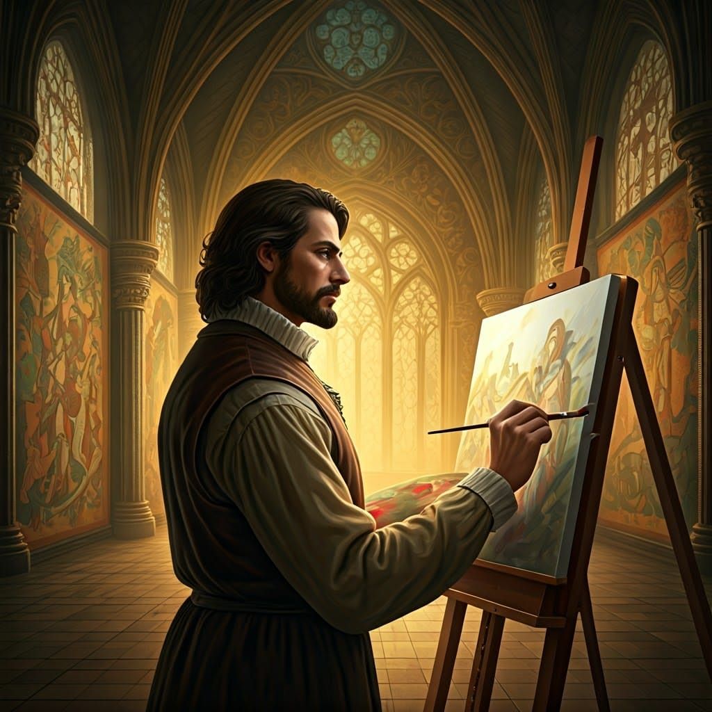 Renaissance Painter in Castle Great Hall