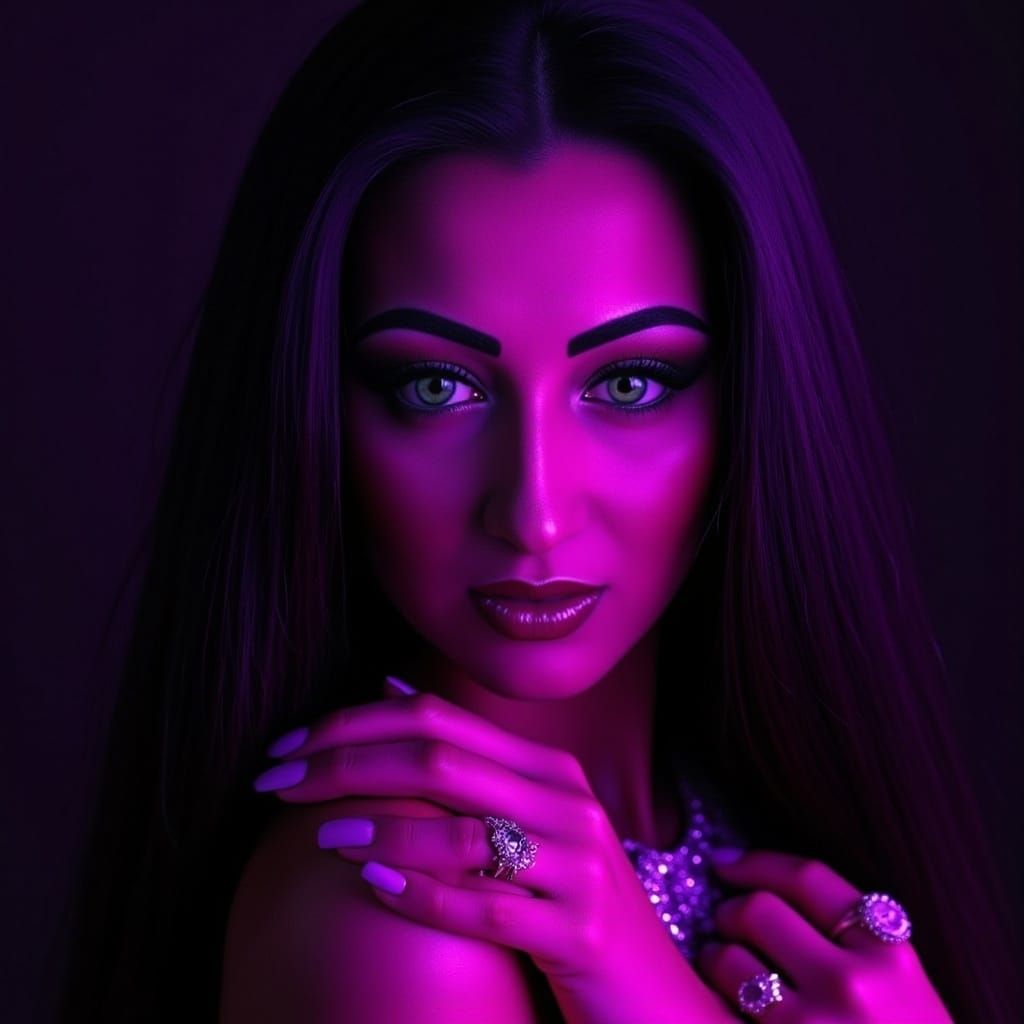 Glamorous Woman in Diamond Dress: Studio Photography