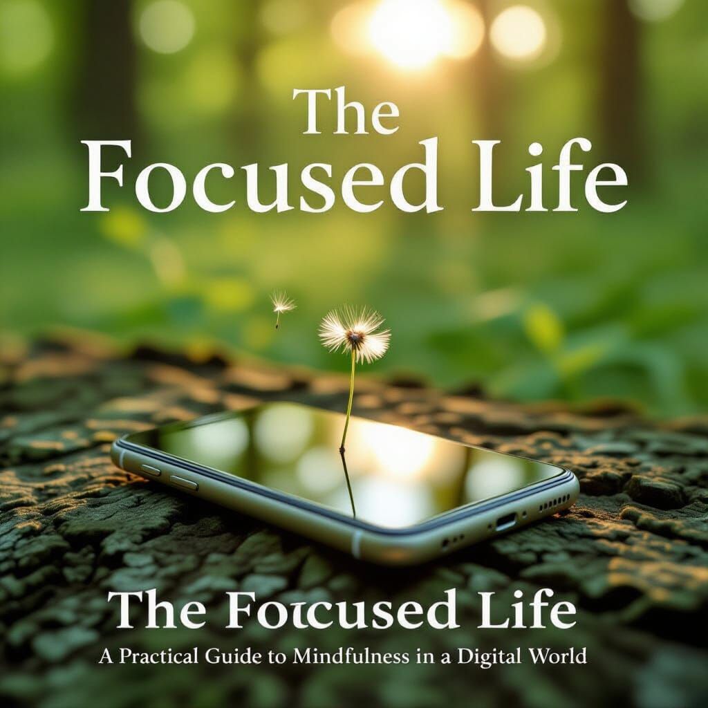 Photorealistic Smartphone on Tree Bark Book Cover Design