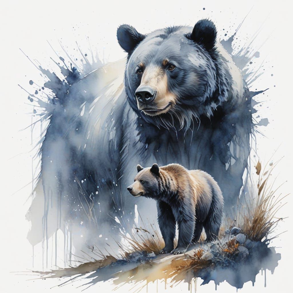 Ethereal Winter Wonderland with Majestic Black Bear