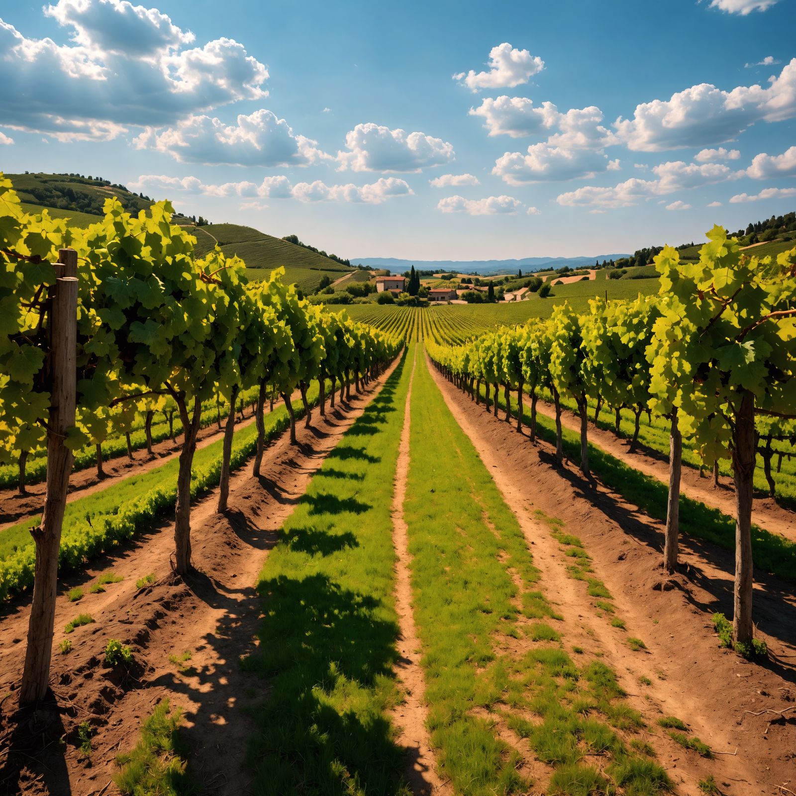 Hyperrealistic Vineyard Scene with Cinematic Atmosphere