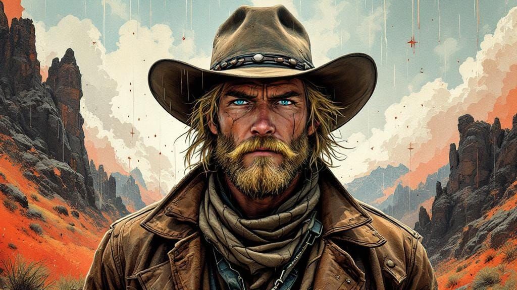 Frontiersman Portrait in Art Nouveau Style