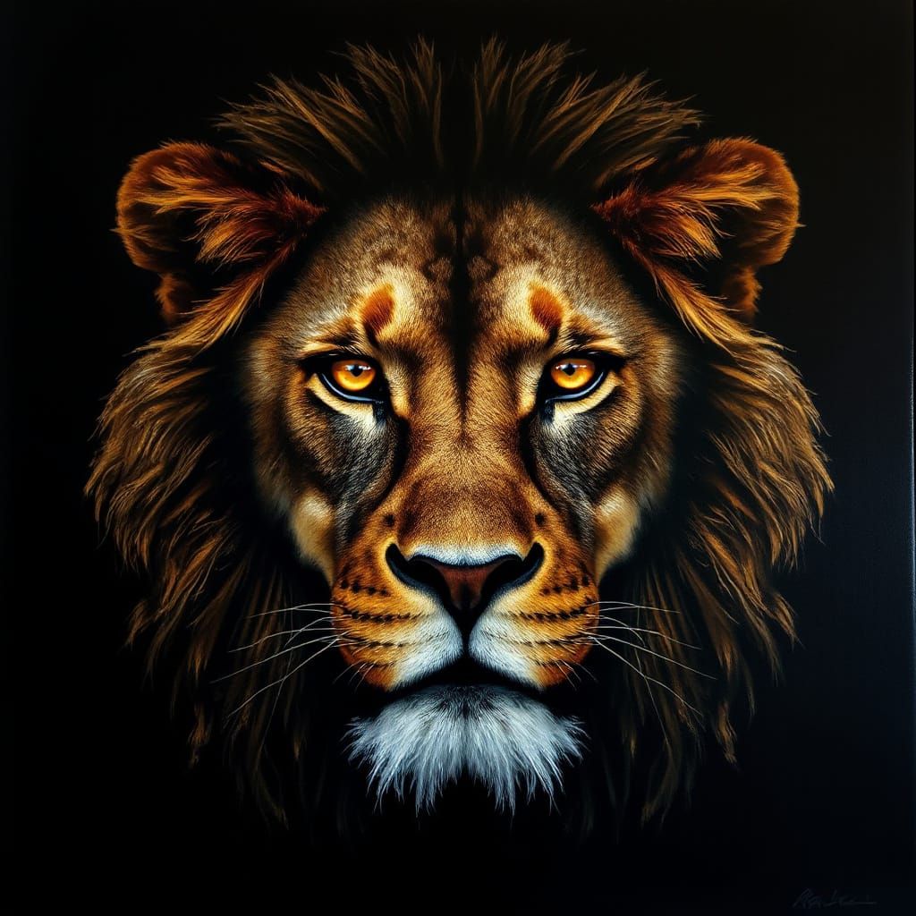 Regal Lion Face in the Style of Wildlife Photography