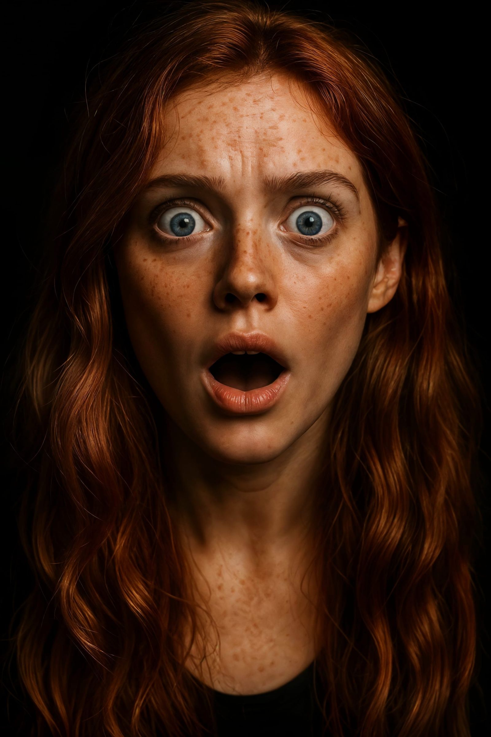 Stunning Portrait of Redhead with Surprised Expression