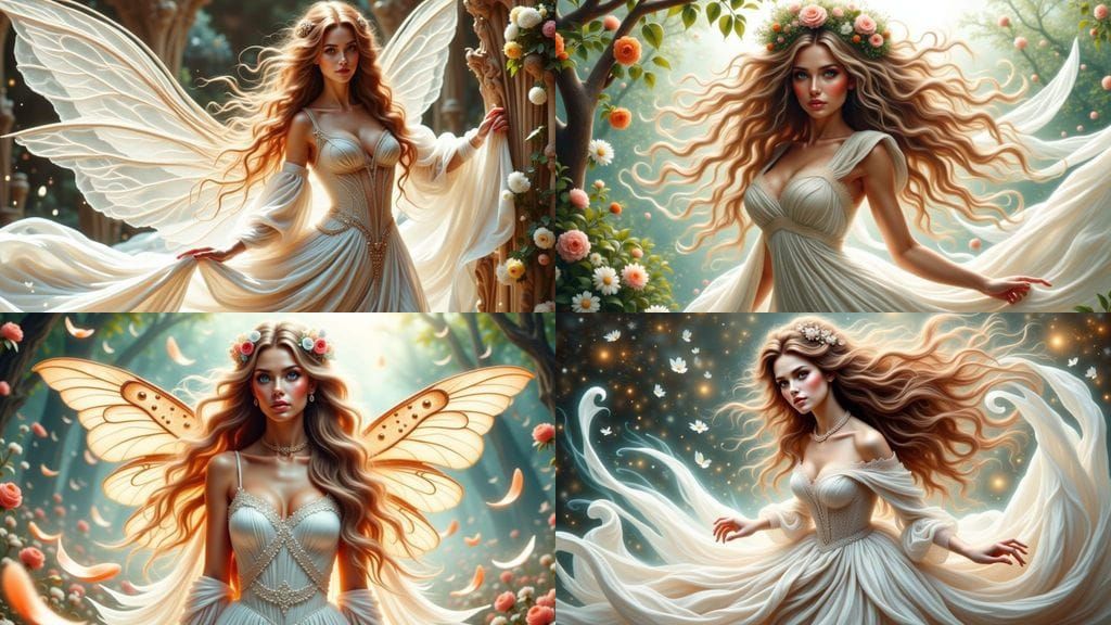 Fae Princess in a Romantic, Photo-Realistic Portrait with Bi...