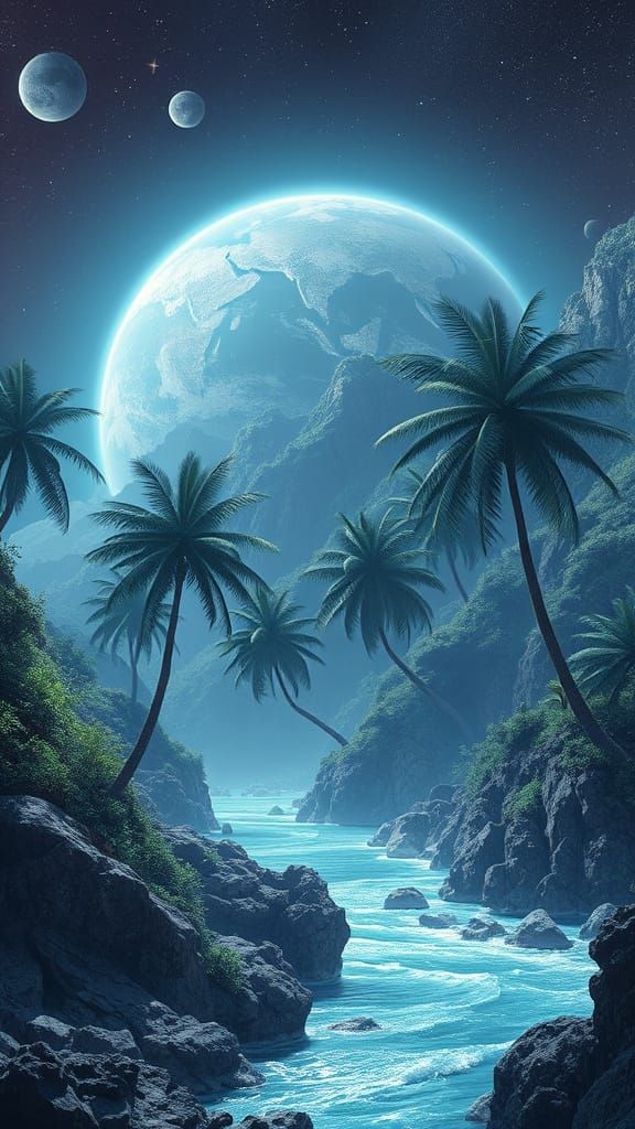 Glowing Tiger in a Futuristic Jungle Oasis