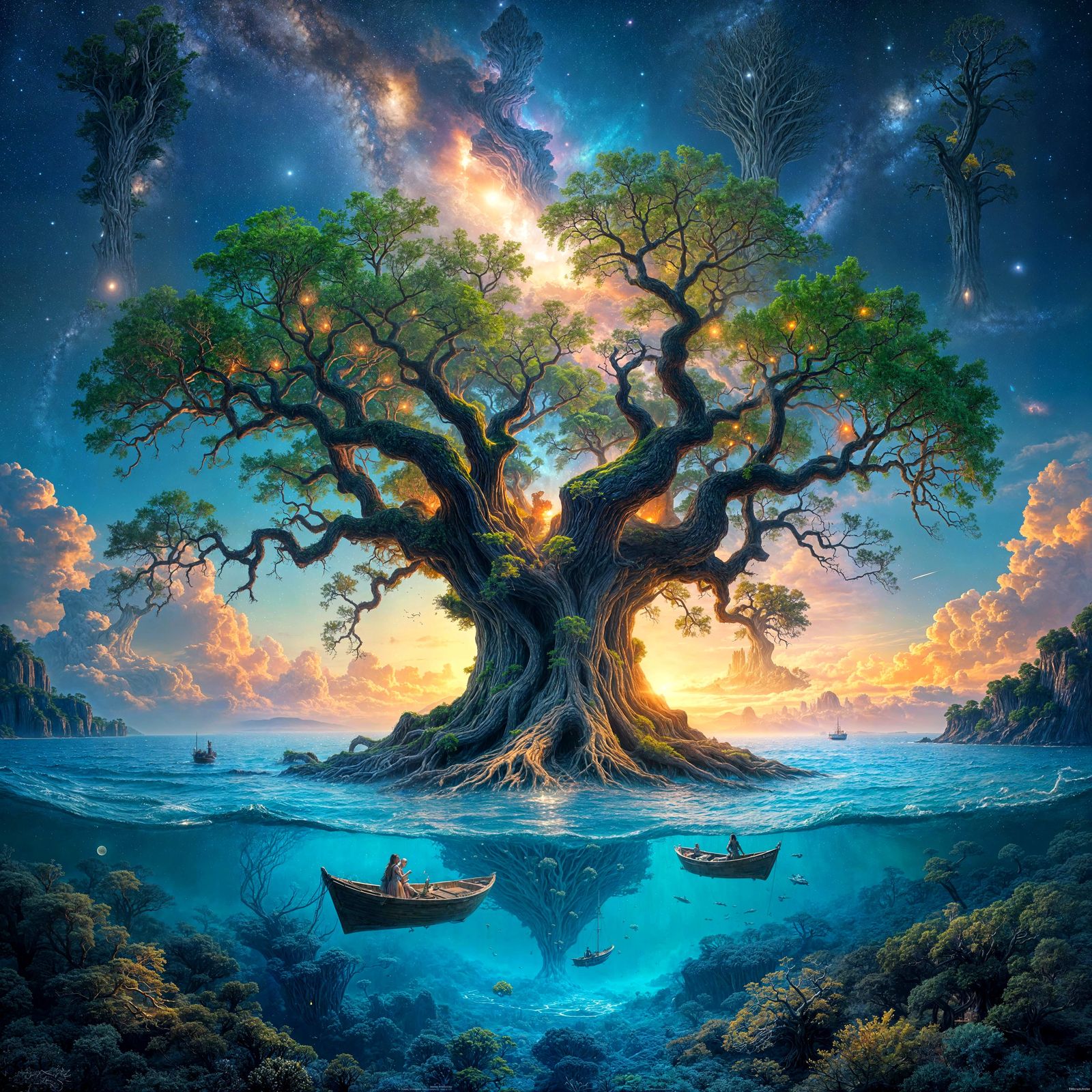 Cosmic Oak: Fantasy Art Meets Surrealism