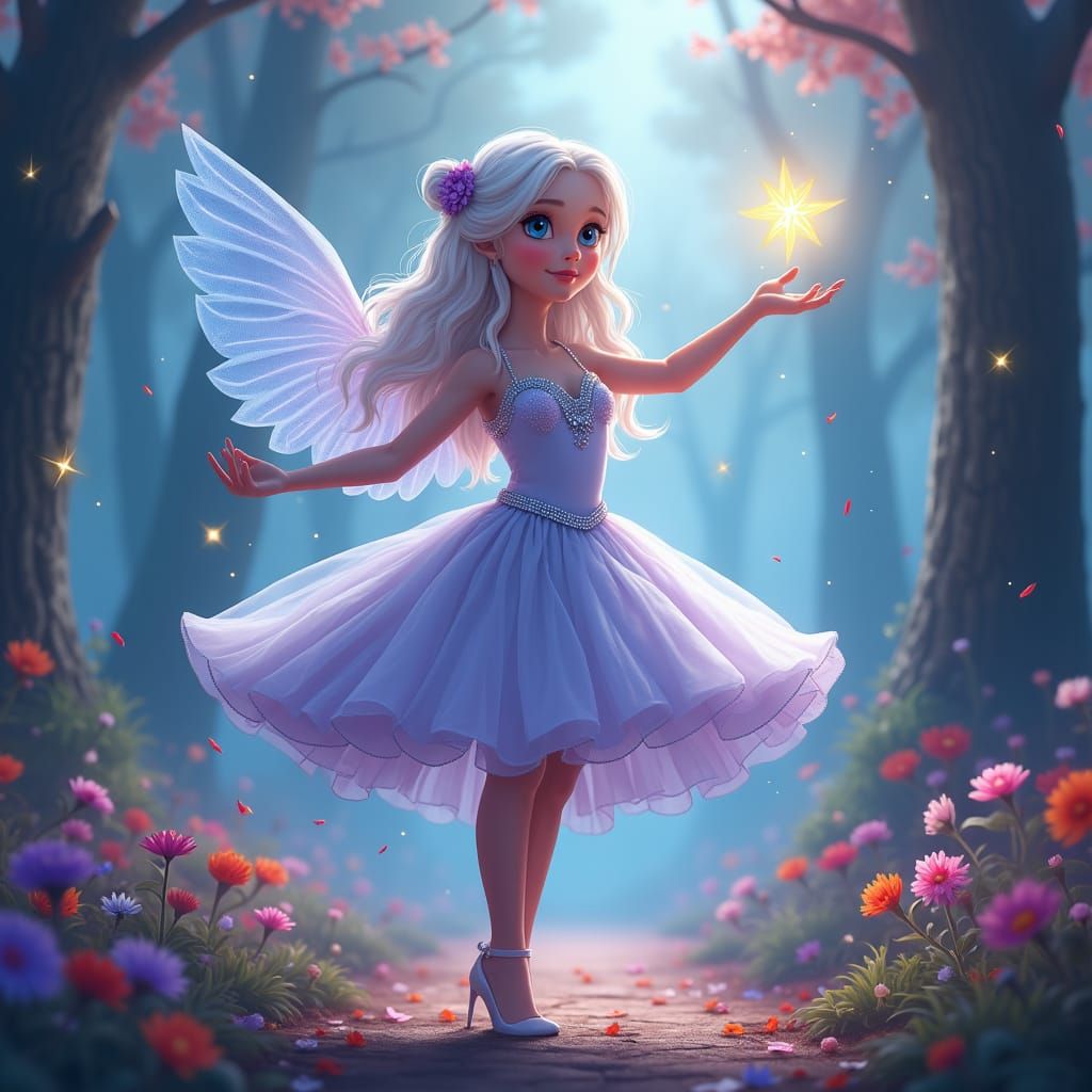 Radiant Fairy in Enchanted Forest, Conceptual Art